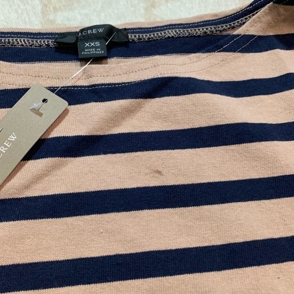 J crew structured boatneck tshirt khaki navy strip - Picture 4 of 7
